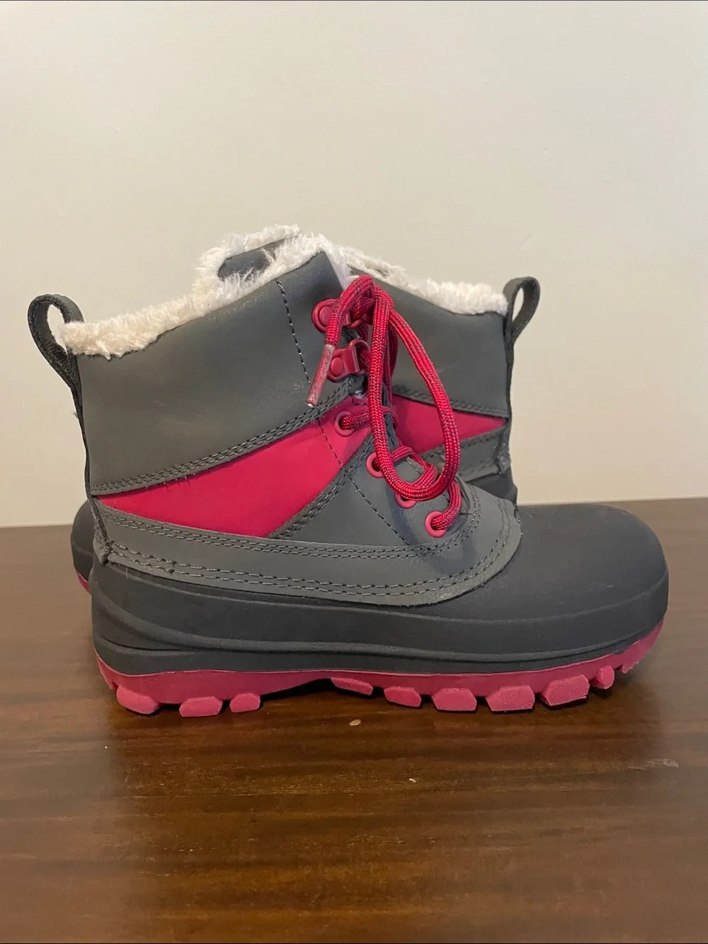 All in Motion Girls Grey and Burgundy Winter Boots (size 13)